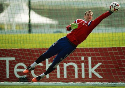 Manuel Neuer has returned to training for Bayern Munich after missing much of the season with a foot injury. Alex Grimm / Getty Images