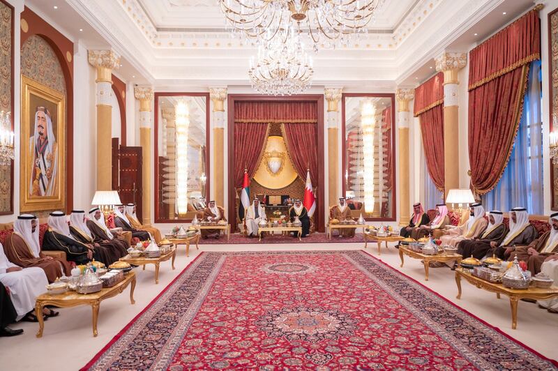 Sheikh Mohamed bin Zayed with King Hamad at Sakhir Palace. Photo: @Mohamedbinzayed via Twitter