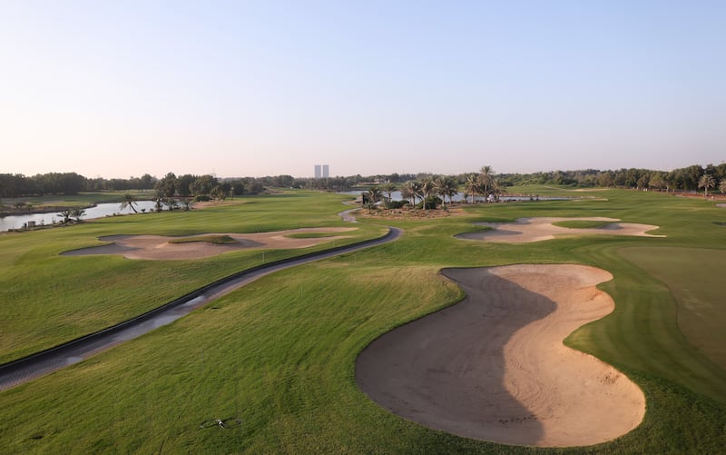A general view of the 18th and 9th holes at Abu Dhabi Golf Club. Getty Images
