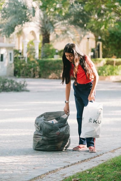 During the pandemic Sagarika Sriram ran an online trash-to-treasure project to teach youngsters how to recycle. Photo: Anna Nielsen for The National 