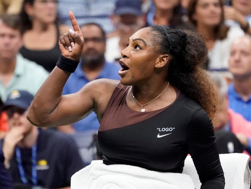 FILE PHOTO: Serena Williams of the USA argues with chair umpire Carlos Ramos (not pictured) while playing Naomi Osaka of Japan in the womenís final on day thirteen of the 2018 U.S. Open tennis tournament at USTA Billie Jean King National Tennis Center in New York, NY, U.S., September 8, 2018. Mandatory Credit: Robert Deutsch-USA TODAY Sports/File Photo
