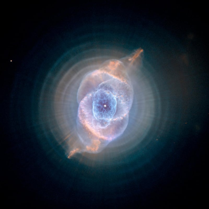The Cat's Eye Nebula, one of the first planetary nebulae discovered, also has one of the most complex forms known to this kind of nebula. Eleven rings, or shells, of gas make up the Cat's Eye. NASA