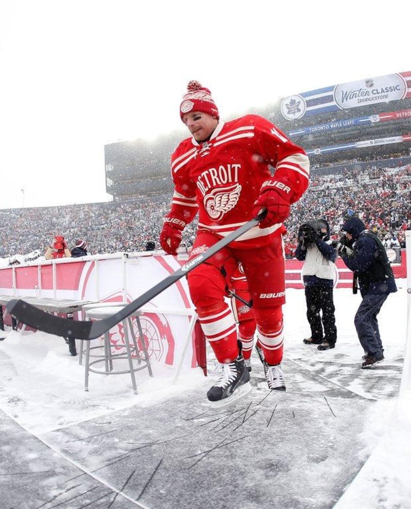 Daniel Alfredsson #11 of the Detroit Red Wings takes the ice prior to the NHL Winter Classic at Michigan Stadium on Wednesday in Ann Arbor, Michigan. Gregory Shamus/Getty Images