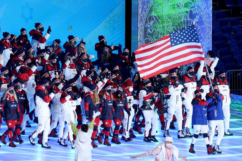 US flag bearer John Shuster won a gold medal for the men's team curling during the 2018 Winter Olympics in Pyeongchang, South Korea. Getty Images