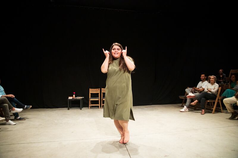 Nanda Mohamed performs in 'Every Brilliant Thing', a play by Ahmed Al Attar that is part of the inaugural season of Perform Sharjah. Photo: Ahmed Hayman