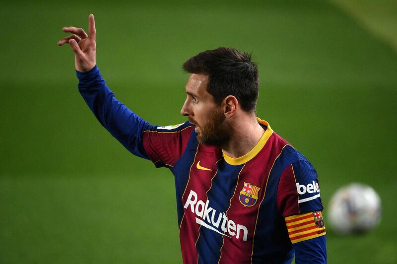 Barcelona's Argentinian forward Lionel Messi during the Spanish league football match between FC Barcelona and Elche CF at the Camp Nou stadium in Barcelona. AFP