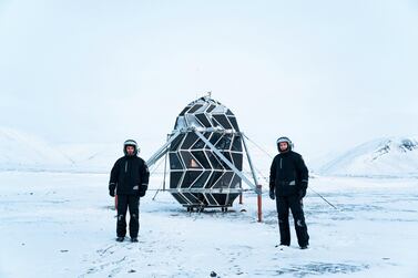 Danes Sebastian Aristotelis (left) and Karl-Johan Sorensen aim to swap the freezing temperatures of a lunar mission in Greenland for the searing of heat of Dubai to replicate living conditions on Mars. Courtesy Lunark