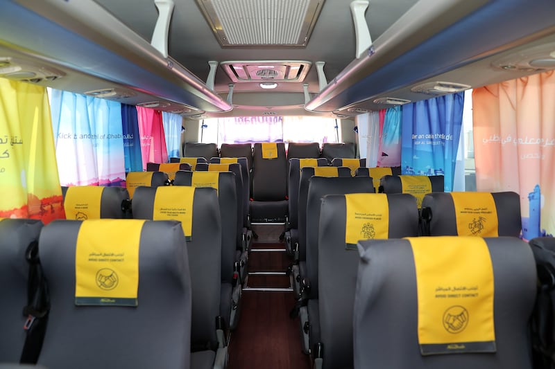 The brightly coloured buses are equipped with comfortable seats and air conditioning, and offer wheelchair access.  Pawan Singh / The National