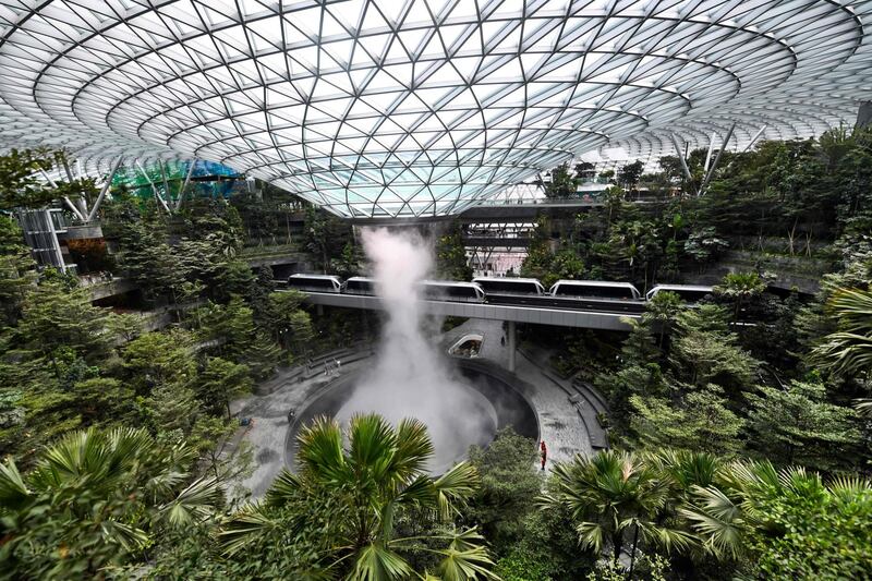 Newly built Changi Jewel complex at the Changi international airport is pictured during a media preview in Singapore. AFP