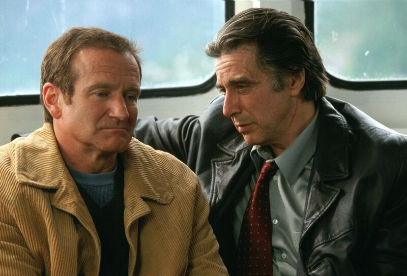 Christopher Nolan's thriller Insomnia (2002) features Al Pacino, right, as a cop and Robin Williams as the antagonist. Photo: Warner Bros