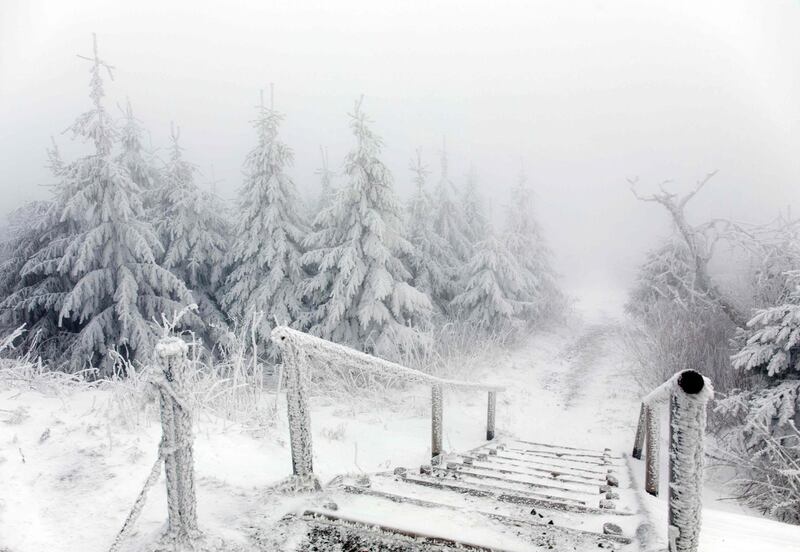 Snow covers the Fichtelberg mountain in Oberwiesenthal, eastern Germany. AFP