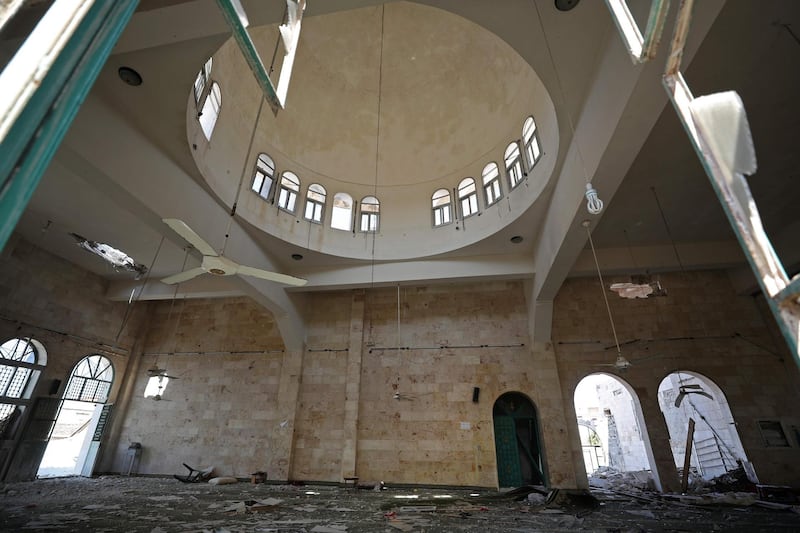 The interior of a mosque in the village of al-Nayrab. AFP