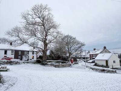 A rare snowy day in Redruth, Cornwall. PA