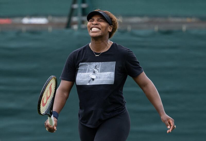 Serena Williams at the Aorangi Practice Courts on Sunday. PA