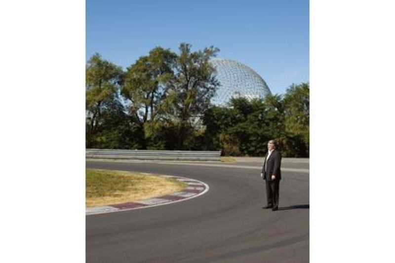 Normand Legault stands at the hairpin bend on the Cicuit Gilles Villeneuve, the home of the Canadian Grand Prix.
