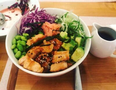 Salmon poke bowl with miso sauce at Ovo. Photo: Shaira Mohan