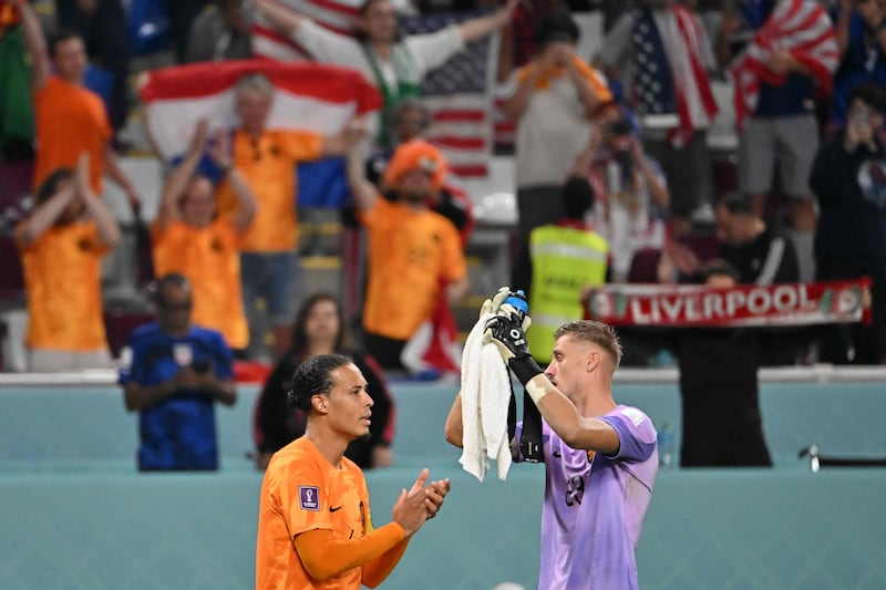 NETHERLANDS RATINGS: Andries Noppert 8 - The giant goalkeeper saved from Pulisic after two minutes, and again from Weah after 42. Two blocks at the start of the second half. Scrambled at the fortunate USA goal, but wise to rush out to stop another attack a minute later. Vital at the end as the USA went for it. AFP