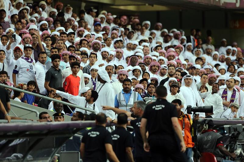 Fans shown at Al Ain's Hazza bin Zayed Stadium in April during a 2014/15 Arabian Gulf League match. Satish Kumar / The National