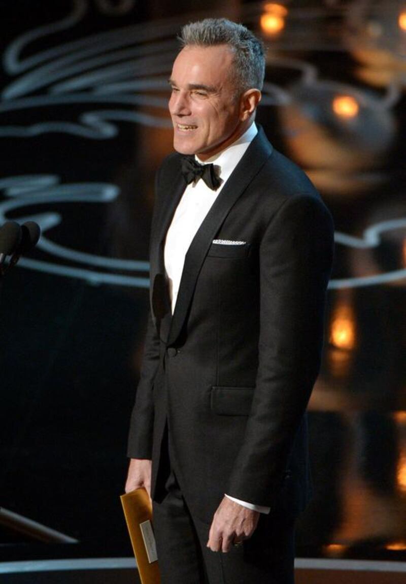 Presenter Daniel Day-Lewis speaks during the Oscars. John Shearer / Invision / AP