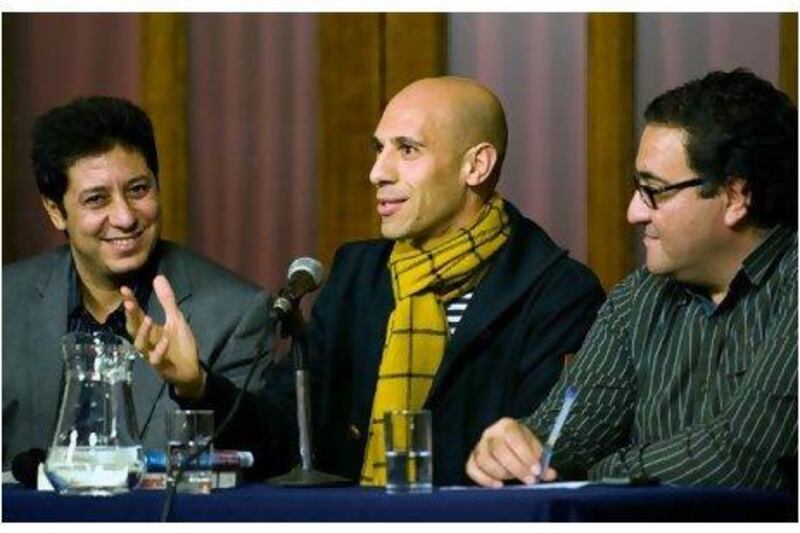 Three of the Beirut 39 writers, from left, Yassin Adnan, Abdelkader Benali and Ala Hlehel, who attended the Manchester Literature Festival and are enjoying greater exposure for their work.