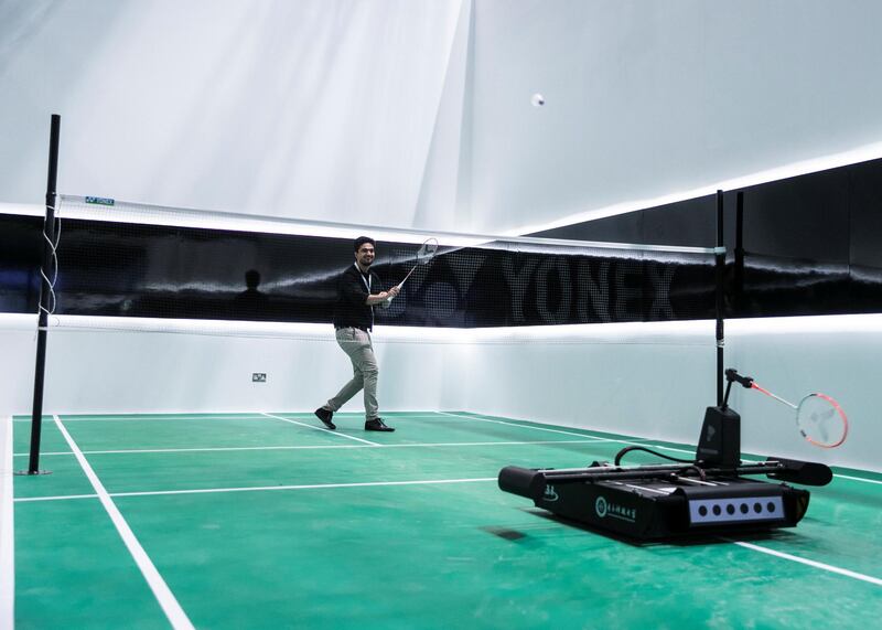 DUBAI, UNITED ARAB EMIRATES. 06 OCTOBER 2019. 
TRA’s badminton robot challenge during Gitex Technology Week at Dubai World Trade Center.

(Photo: Reem Mohammed/The National)

Reporter:
Section: