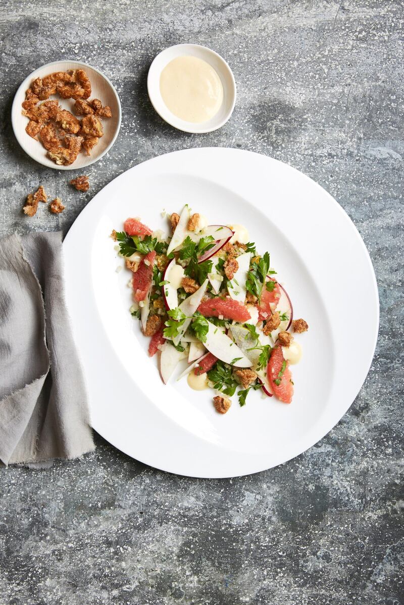 Waldorf yuzu salad at Masterchef, the TV Experience restaurant in Dubai