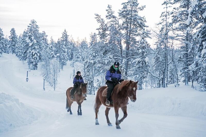 Horse riding at Kakslauttanen Arctic Resort. Valtteri Hirvonen / Kakslauttanen Arctic Resort