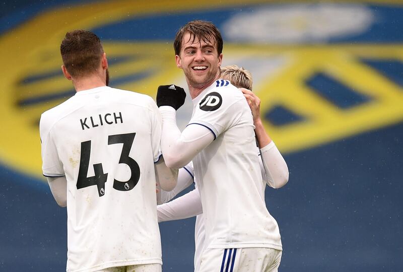 Patrick Bamford celebrates scoring  Leeds United's second goal in their 3-1 Premier League victory over Tottenham Hotspur at Elland Road on Saturday, May 8. Reuters