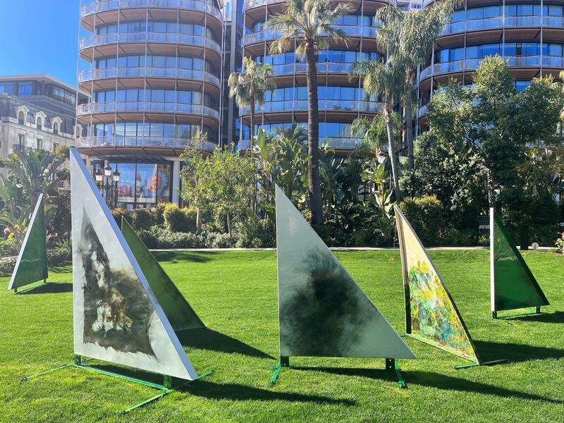 At the Jardins des Boulingrins, recycled galvanised steel plates from the Atomium in Brussels have been repurposed to form a regatta. Photo: Studio Jean Boghossian