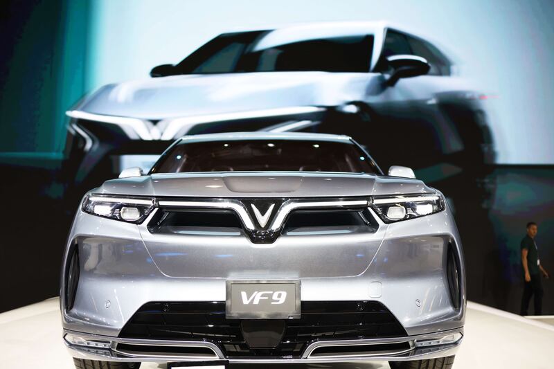 The VinFast VF 9 on display at the New York International Auto Show earlier this year.  Getty Images / AFP
