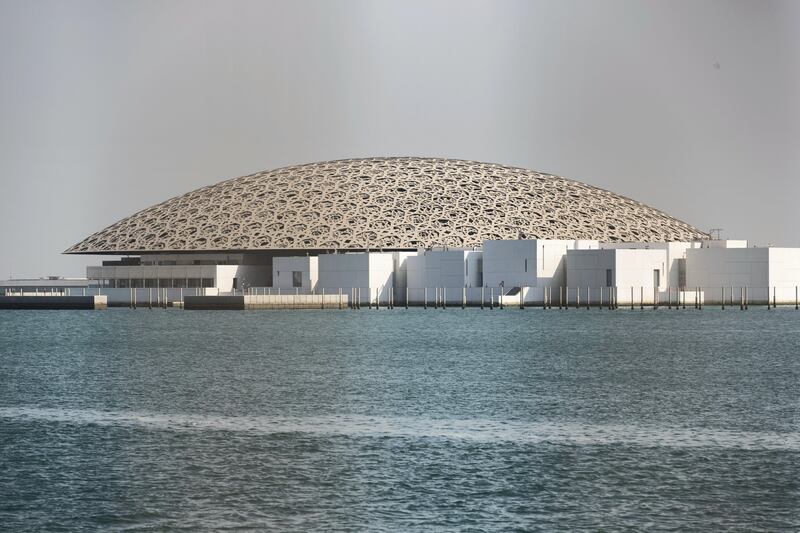 Abu Dhabi, United Arab Emirates, September 5, 2017:    General view of the Louvre Abu Dhabi on Saadiyat Island in Abu Dhabi on September 5, 2017. On Wednesday the opening date of the Louvre Abu Dhabi will be announced at Manarat Al Saadiyat during an official news conference. Christopher Pike / The National

Reporter: Nick Leech
Section: News