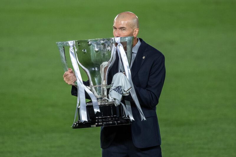 Real Madrid manager Zinedine Zidane lifted his 11th trophy with the club as manager. EPA