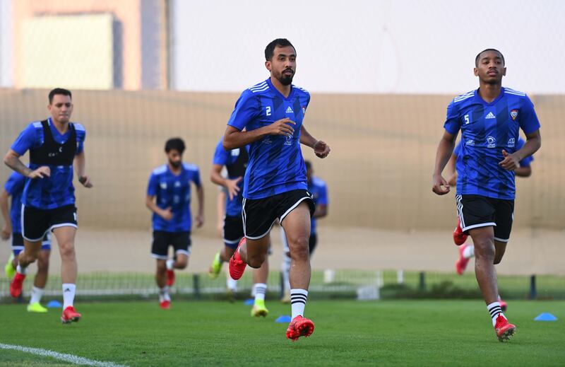 Mohammed Barghash runs during a UAE training session.