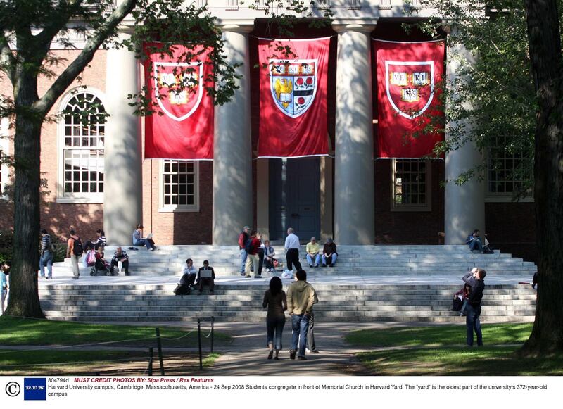 Mandatory Credit: Photo by Sipa Press / Rex Features (804794d)
Students congregate in front of Memorial Church in Harvard Yard. The "yard" is the oldest part of the university's 372-year-old campus
Harvard University campus, Cambridge, Massacuhusetts, America - 24 Sep 2008

