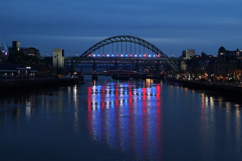 Tyne Bridge in Newcastle joins 'Lighting up the Nation' after the coronation. Reuters