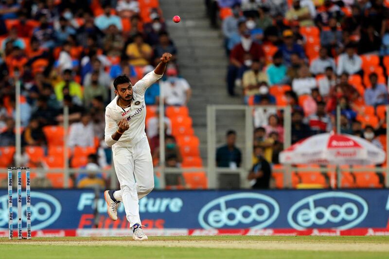 Axar Patel of India bowling during day one of the third PayTM test match between India and England held at the Narendra Modi Stadium , Ahmedabad, Gujarat, India on the 24th February 2021

Photo by Saikat Das / Sportzpics for BCCI