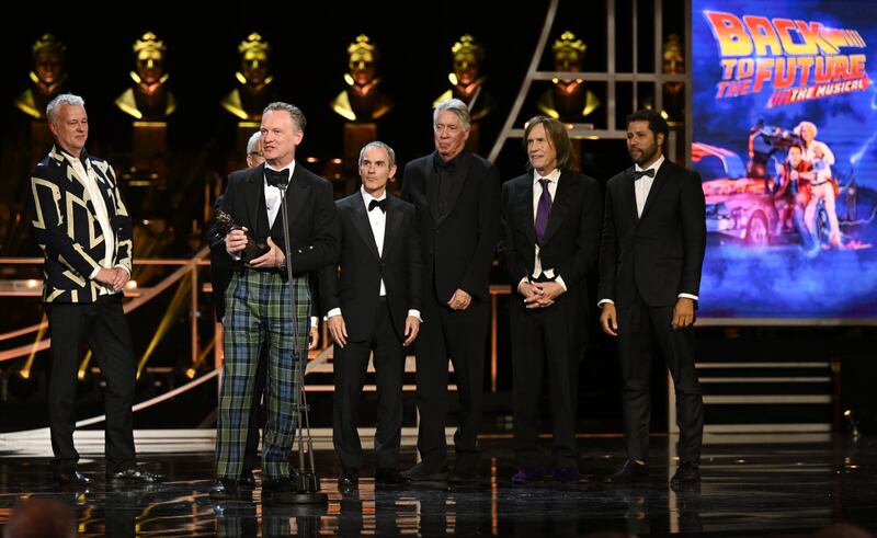 "Back to the Future" producer Colin Ingram accepts the award for Best New Musical. Getty Images