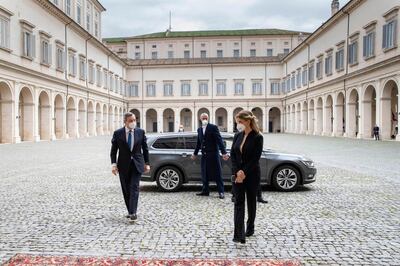 epa08983895 A handout photo made available by the press office of the Quirinal Palace (Palazzo Quirinale) shows former president of the European Central Bank (ECB) Mario Draghi (L) arriving at the Quirinal Palace for a meeting with the Italian president, in Rome, Italy, 03 February 2021. President Mattarella has summoned Draghi for a meeting seeking for a 'high-profile' government. Mattarella, who said he was left with two choices, either calling snap elections or nominating a technical government, made the announcement after the ruling coalition failed to form a majority following Giuseppe Conte's resignation as prime minister.  EPA/FRANCESCO AMMENDOLA/QUIRINAL PALACE PRESS OFFICE HANDOUT  HANDOUT EDITORIAL USE ONLY/NO SALES