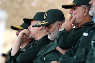 Iranian commander Qassem Suleimani, centre, was killed in an air strike near Baghdad airport raising tensions in the Middle East. AP