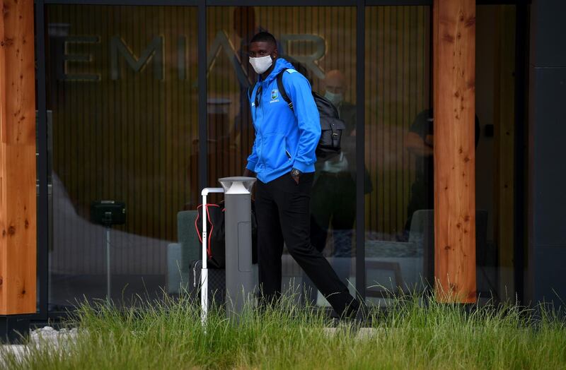 West Indies captain Jason Holder arrives at Manchester Airport. Getty