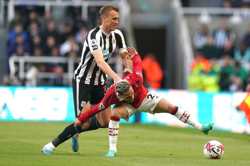 Dan Burn 8: Home fans’ favourite stood up well to challenge of pacey pair Antony and Rashford, who were switching flanks, although Brazilian did give him one or two moments of concern in first half. But generally excellent game from big defender. PA