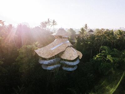 The Sharma Springs mansion in Bali is located on the edge of the Ayung River valley. Courtesy Airbnb