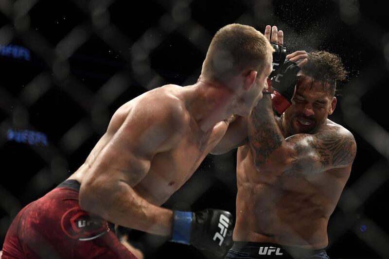 Krzysztof Jotko fights Eryk Anders in their Middleweight bout during UFC Fight Night at VyStar Veterans Memorial Arena. AFP