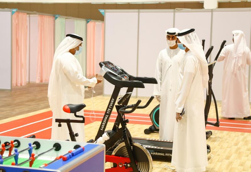 A gym area inside the the field hospital at Abu Dhabi National Exhibition Centre. Courtesy Adnec