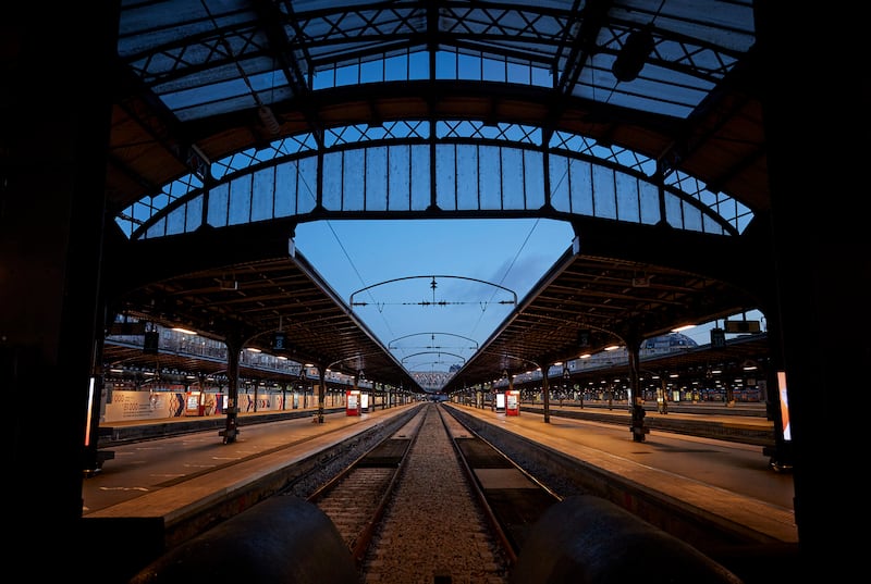 Empty platforms at Gare de l'Est Railway Station in Paris. Getty Images