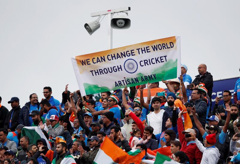 India fans with a banner at Old Trafford. Reuters