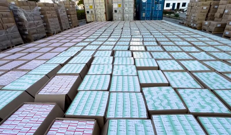 Part of a shipment of more than 34 tonnes of drugs intercepted by Egyptian authorities at Alexandria. Photo: Egyptian Ministry of Interior