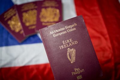 More Irish passports than British passports were issued in Northern Ireland in 2020 for the first time in the state's 101-year history. Getty Images