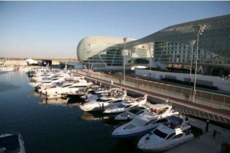 Yas Marina, Abu Dhabi. Yachts in Yas Marina during F1 event. Fatima Al Marzouqi / The National.