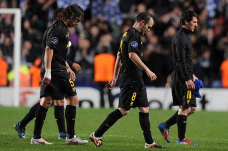 Andres Iniesta, second from right, called Barcelona's defeat at the hands of Chelsea 'unjust'.